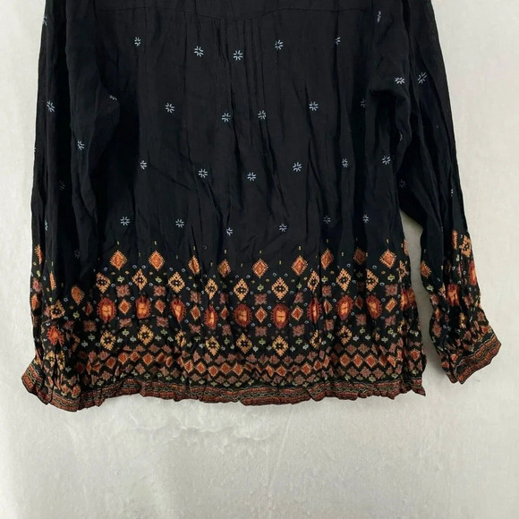 Vintage Coldwater Creek Blouse Women's Sz XS Black Southwestern Print Button Up - Picture 8 of 11